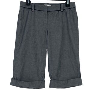 WHBM Suit Style Gray Long Bermuda Shorts with Rolled Cuff, 4